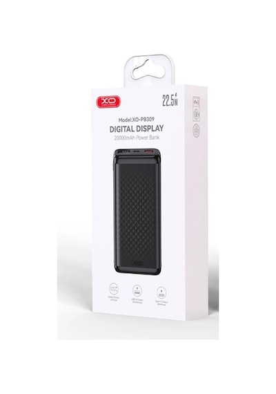 Xo Pb309 20000 Mah Dijital Göstergeli Taşınabilir Powerbank siyah