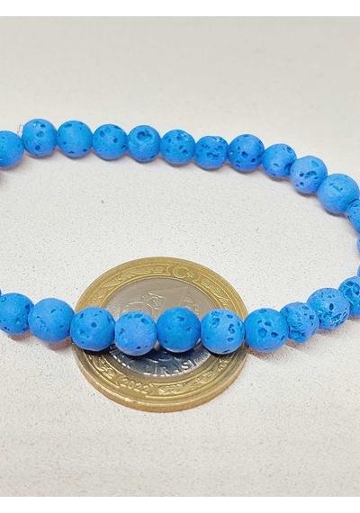 Lav Taşı Lacivert Renk Bileklik 6mm 52386 Çok Renkli