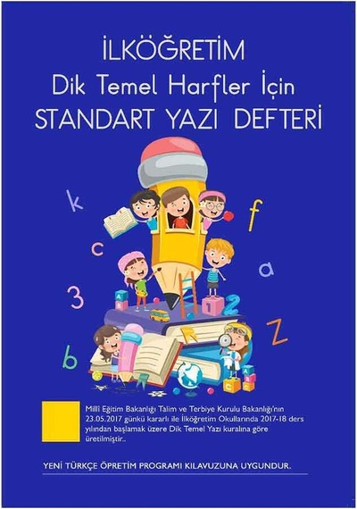 Nurdan İlköğretim Dik Temel Harfler İçin Standart Yazı Defteri Büyük Mavi Standart