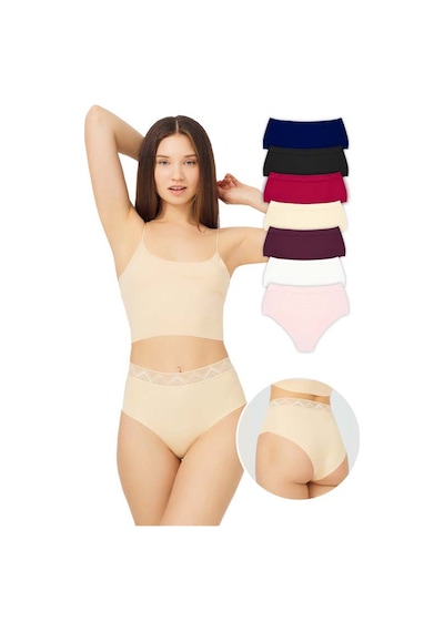 Cottonhill Basic Yüksek Bel Lazer Kesim Bikini Külot 7'li Paket - 2 Model2
