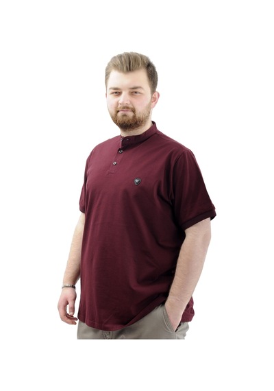 Mode Xl Büyük Beden Erkek Tişört Düğmeli Hakim Yaka T-shirt U24339 Mürdüm Mürdüm