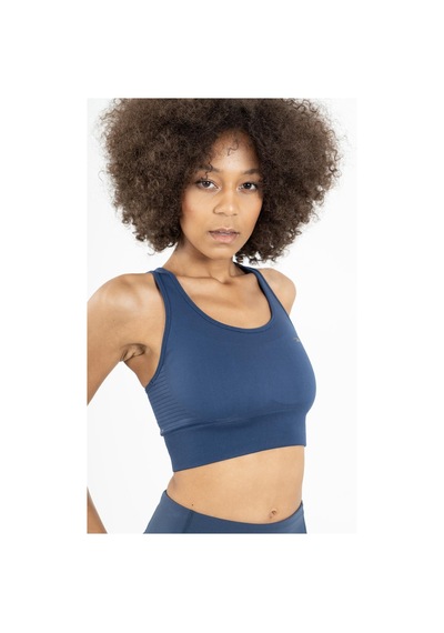 Maraton Active Slimfit Kadın Bisiklet Yaka Kolsuz Fitness Gece Mavisi Bra 813047-Gece Mavisi Koyu Mavi