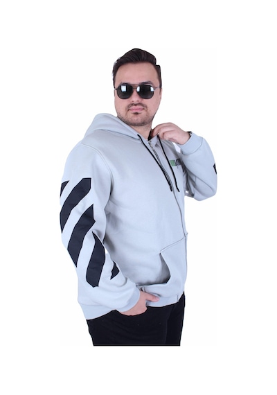 Moc Grande Mocgrande Büyük Beden Kapüşonlu Fermuarlı 3ip Sweat Mg 25718 Grı Gri