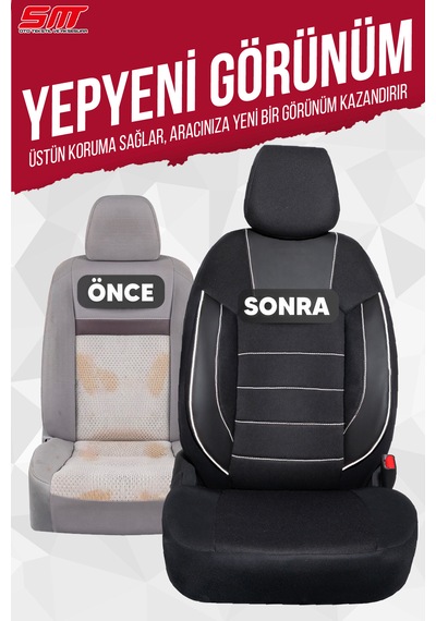 Era Serisi Universal Oto Koltuk Kılıfı Siyah-beyaz
