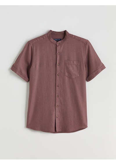 Lcwaıkıkı Classic Bordo Regular Fit Hakim Yaka Kısa Kollu Erkek Gömlek