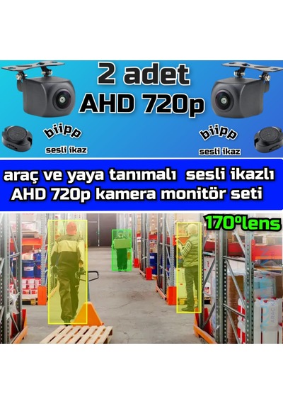 Nesne Tanımalı Sesli İkazlı 2 Adet Kamera Ve 7 İnç Dvr Ekran Set
