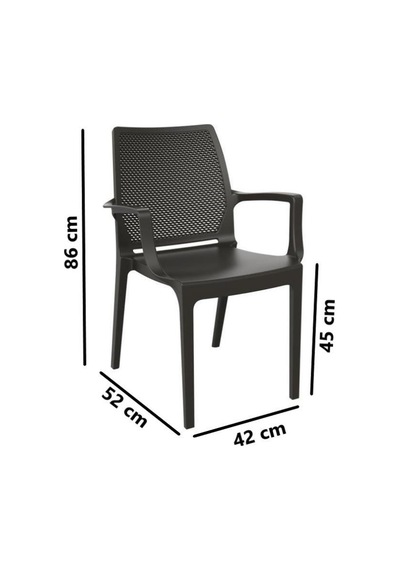 Omnipazar Sy-2504 Plastik İcon Bahçe Koltuk Sandalye 4'lü Set Kahverengi