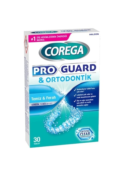 Corega Pro Guard & Ortodontik Günlük Diş Protezi Temizleyici 30 Tablet