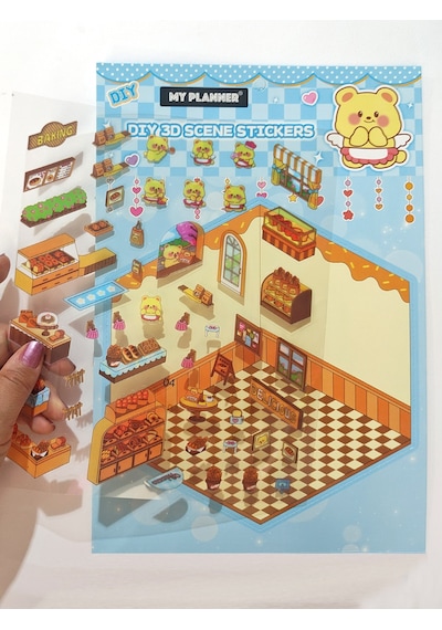 Pastane Fırın İzometrik Sticker Yapım Seti 3d Etiket Yapışkanlı Çıkartma - Panda No:05