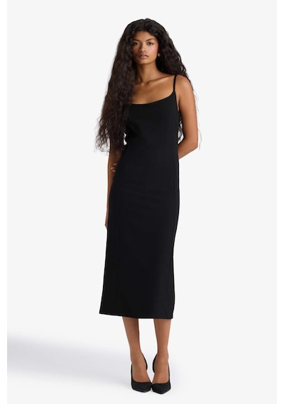 Defacto Bodycon Vücudu Saran İnce Askılı Midi Elbise F9263ax25wnbk81 Siyah
