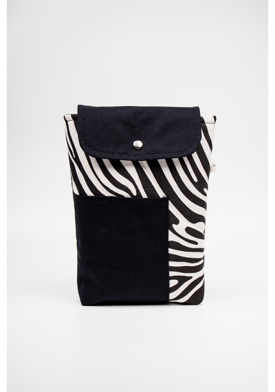 Kitap Defter Tablet Çantası Kanvas Zebra Desenli Organizer 25x30 Cm Kılıf