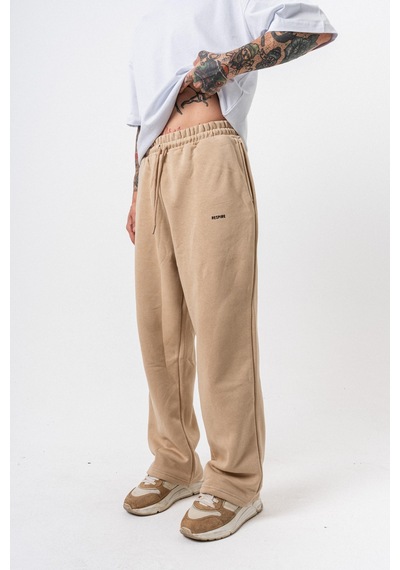 Erkek Respire Yazı Detaylı Basic Baggy Eşofman Altı Bej