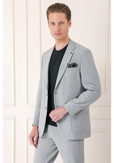 Efor Comfort Fit Çift Yırtmaç Balıksırtı Dokuma Pamuk Casual Gri Ceket C 672 Gri Efor Comfort Fit Çift Yırtmaç Balıksırtı Dokuma Pamuk Casual Gri Ceket C 672 Gri