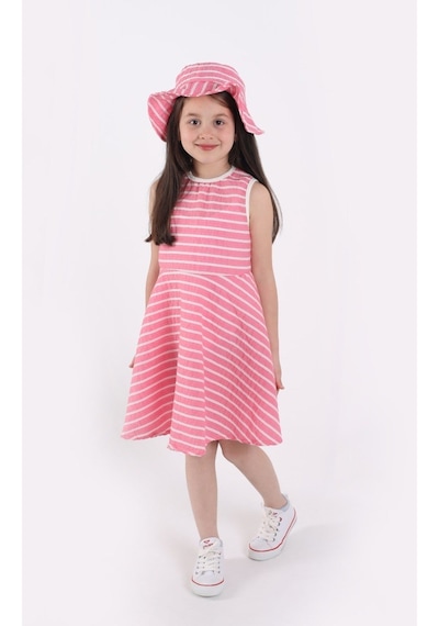 Aden Kids Kız Çocuk Çizgili Yazlık Elbise Ve Şapka Takımı - 2'li Set 4-12 Yaş, Pembe, Mavi, Bej, Bordo Aden Kids Kız Çocuk Çizgili Yazlık Elbise Ve Şapka Takımı - 2'li Set 4-12 Yaş, Pembe, Mavi, Bej, Bordo