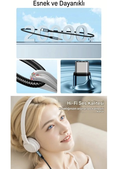 Riksoin 3-metre Type-c To 3.5mm Aux Kablo Hi-fi Ses Teknolojisi Ce Sertifikalı Hasır Örgülü Sağlam Ses Kablosu Telefon/araba/tablet - Riksoin 3-metre Type-c To 3.5mm Aux Kablo Hi-fi Ses Teknolojisi Ce Sertifikalı Hasır Örgülü Sağlam Ses Kablosu Telefon/araba/tablet -