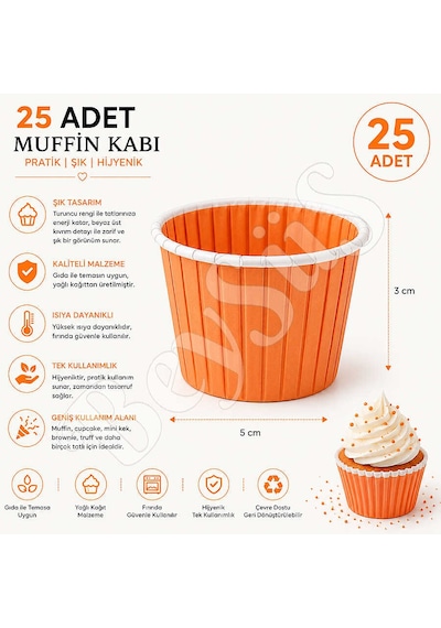 Muffin Kalıbı 25li Turuncu