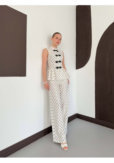 Verymoda Puantiyeli Pantolon D3075 Krem