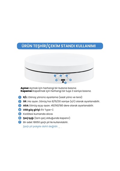 Upway 360 Dönebilen Kumandalı 3 İn 1 Ürün Teşhir Ve Çekim Standı 23 Cm Tabla Akıllı Salınım Modu