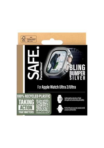 Safe. By Panzerglass Bling Bumper Silver Apple Watch Uyumlu Ultra 2