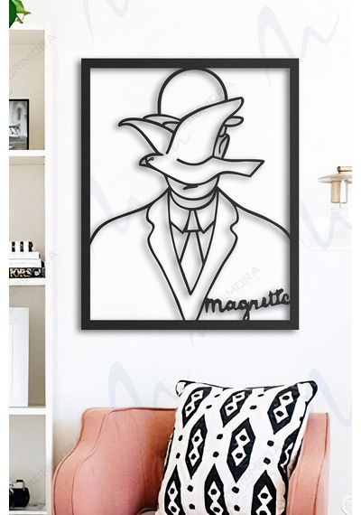 Man In A Bowler Hat - Rene Magritte Metal Duvar Tablosu - Siyah