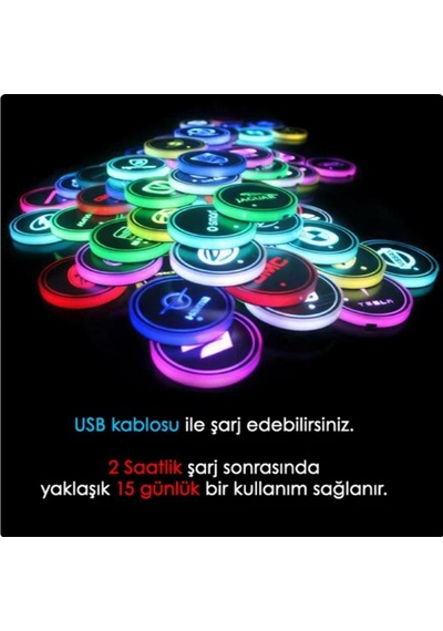 OtoÇizgi Honda Uyumlu Ledli Bardaklık Altı Usb Şarjlı 2 Adet N11.1804 OtoÇizgi