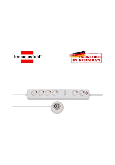 Brennenstuhl Eco-line Comfort Güvenlik Anahtarlı 6'lı Uzatma Priz