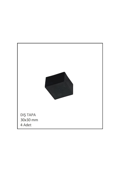 Plastik Dış Tapa, Profil Tapası, Kare, Siyah, 30x30 Mm 4 Adet Siyah
