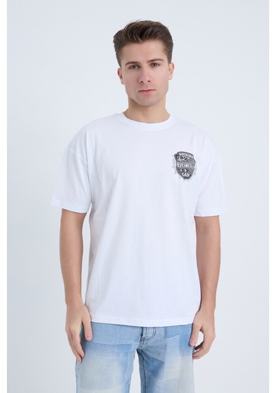 Erkek Oversize Baskılı T-shirt Beyaz Everything To Gain Beyaz