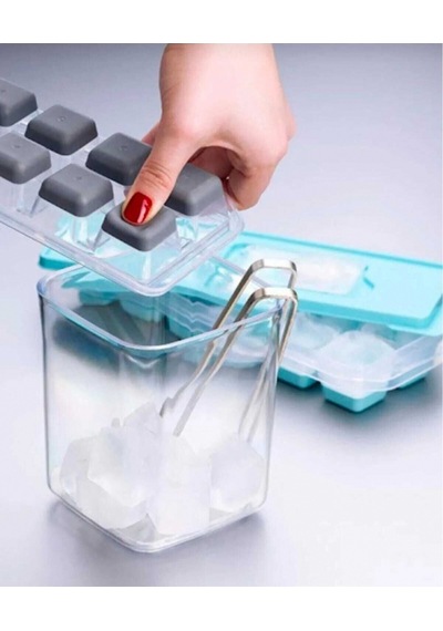 Buzio Yapışmaz Silikon Bas-çıkar Buz Kalıbı, Kapaklı 12 Bölmeli Buzluk Plastik Diğer