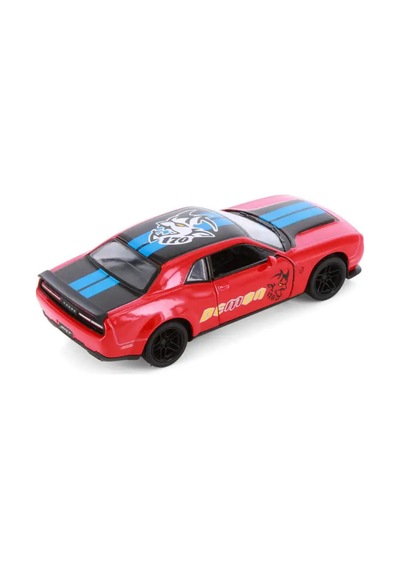 1:38 Ölçek Dodge Challenger Demon Metal Oyuncak Araba - Çek Bırak Açılır Kapılı Kırmızı Çok Renkli