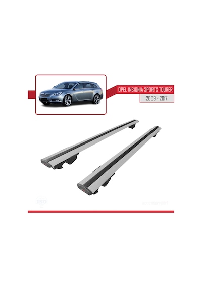 Opel İnsignia Sports Tourer 2009-2017 Arası İle Uyumlu Hook Model Anahtar Kilitli Ara Atkı Tavan Barı Gri
