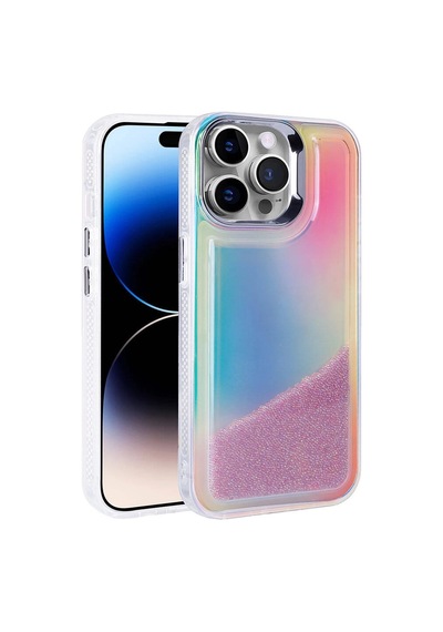 Apple Uyumlu  iPhone 14 Pro Kılıf Airbagli Renkli Arka Yüzey Boncuk Tasarımlı Zore Kumul Kapak