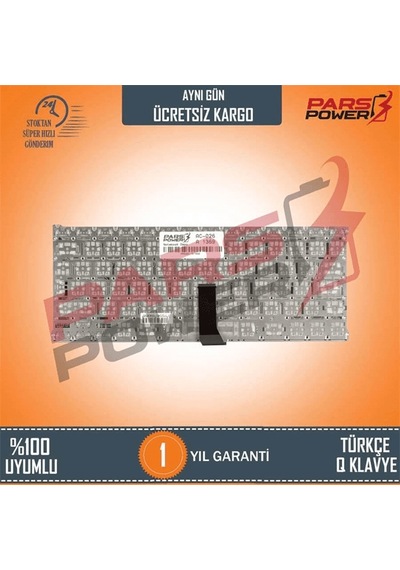 Apple Uyumlu MacBook AIR 13" A1466 Klavye (Siyah Tr) (Pars Power) Türkçe - Büyük Enter 302568