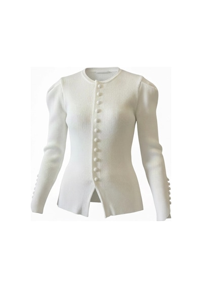 Ollacollection Düğme Detaylı Hırka Ceket Ekru