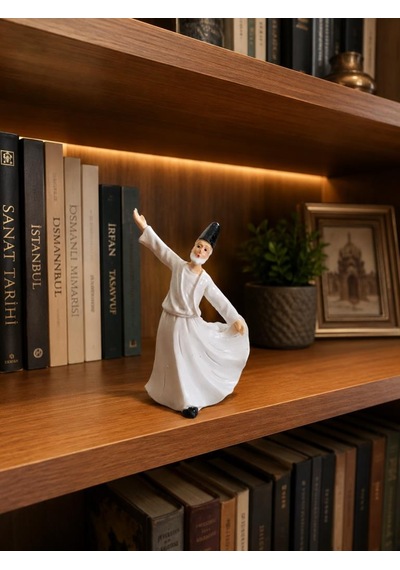 Dekoratif Semazen Figürü Beyaz Renk El Yapımı Görünümlü Şık Ev Ve Ofis Dekorasyonu Hediyelik Semazen Biblo