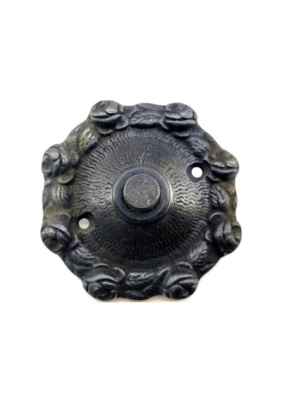 Antika Tarz Dekoratif Pirinç Güllü Kapı Zili - 75mm, Oksit 11147012