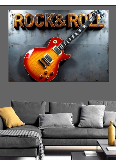 Rock & Roll Gitarı Dekoratif Kanvas - Mdf Ahşap Tablo