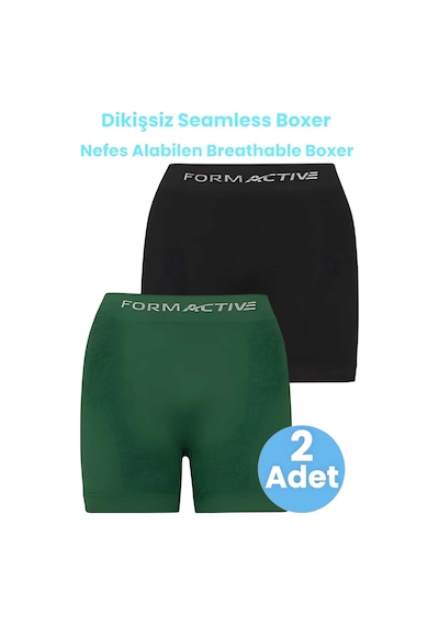 Uniquetrenders Erkek Dikişsiz/seamless Nefes Alabilen Boxer 2'li Set Siyah - Yeşil