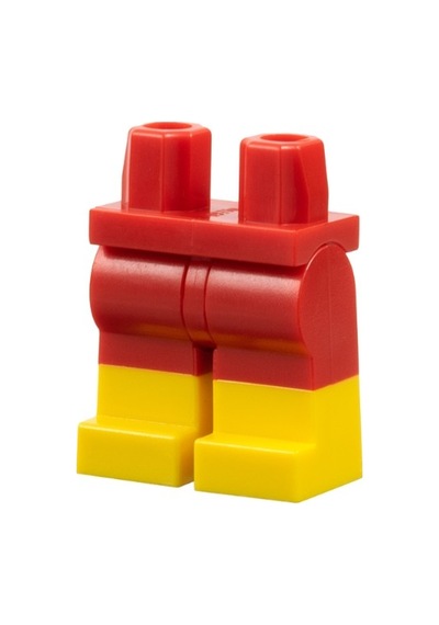 Minifigür Parçaları: Legs Decorated, Bacak, Ayak: 970c00pb0575 Yellow Red - Sarı Kırmızı