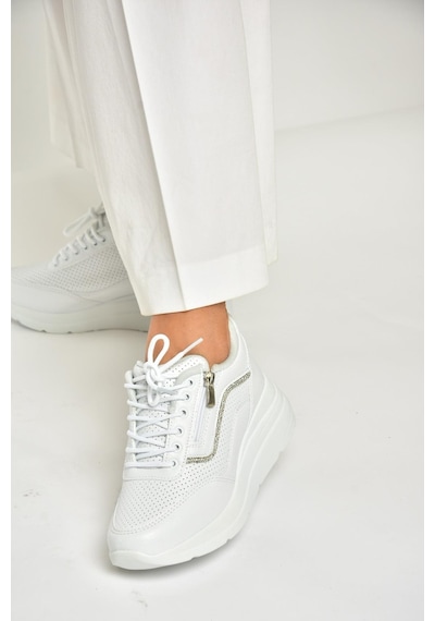 Fox Shoes U702020709 Beyaz Kalın Tabanlı Spor Ayakkabı Sneakers Beyaz-suni Deri Beyaz