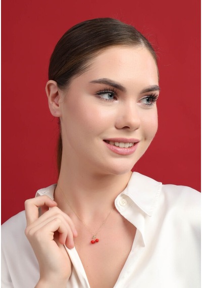 Kiraz Altın Kolye 43 Cm T14477 Renkli