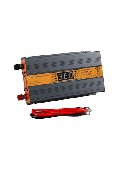 Powermaster 12 V Volt 2000 W Watt Modifiye Sinüs Led Ekranlı Power İnverter