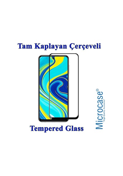 Xiaomi Redmi Note 9S Tam Kaplayan Çerçeveli Tempered Cam - Siyah