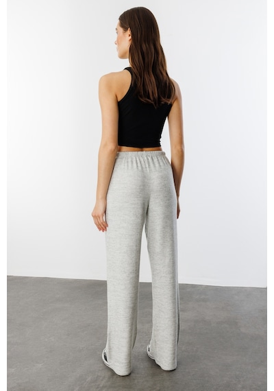 Genius Store Yumoş Bol Örme Kadın Pantolon Örme-pantolon Gri