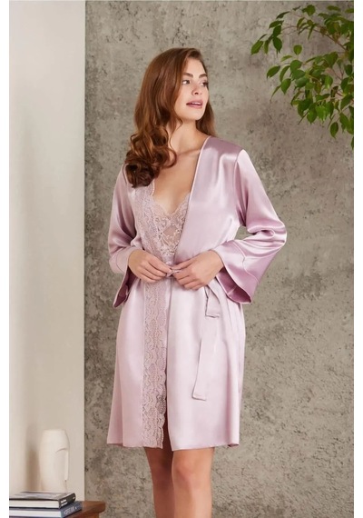 Pierre Cardin 7015 Kadın Dantelli Saten 4'lü Set-rose