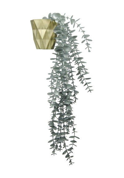 Gümüş Okaliptus 45 Cm New Collection Gold Elmas Saksıda Yapay Sarkan Bitki Gold
