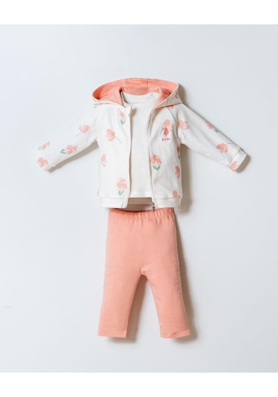 U.S. Polo Assn. Kız Bebek 3 Lü Takım Beyaz-pudra-2269 Pudra