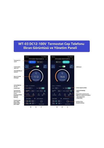 Yate10 Wt-03 Dual Smart Wifi Dc12-100v 17a Güneş Panel Termostat/ Timer