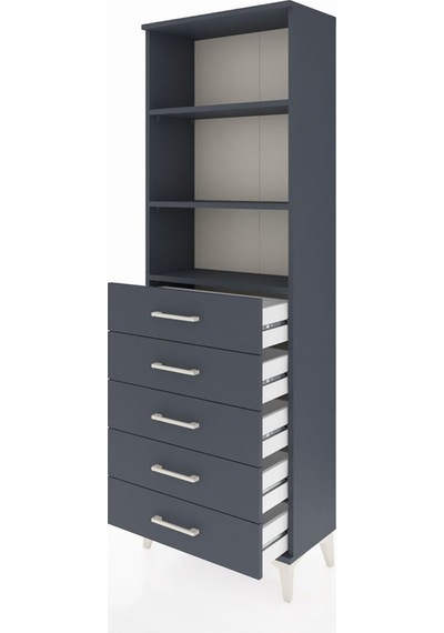 Arges Dolap 3 Raflı 5 Çekmeceli 60x30x182 Antrasit-antrasit Antrasit