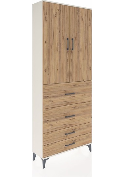 Arges Dolap 3 Raflı 4 Çekmeceli 2 Kapaklı 88x30x221 Aytaşı-çam Aytası